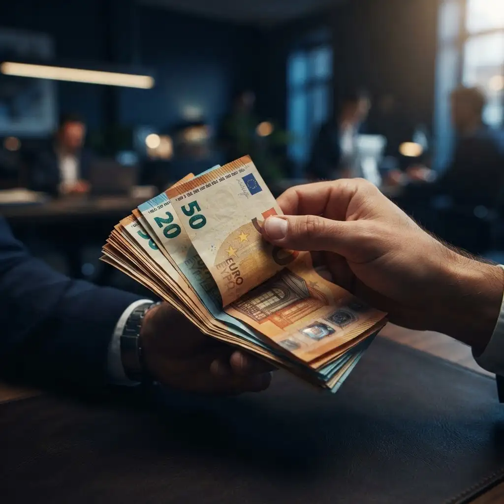 Ruka s euro bankovkami — firemné financovanie